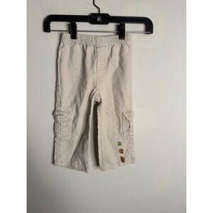 Vintage Baby Einstein Corduroy Cargo Pants Beige Elastic Waist Kids Size 24mo